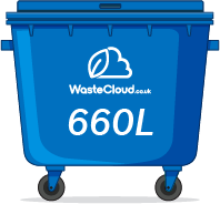 660 litre wheelie bin hire and collection in Edinburgh, Glasgow, Ayrshire, Lanarkshire, Fife and across Scotland 7 days per week, click here for a 660L wheelie bin hire quote in Scotland